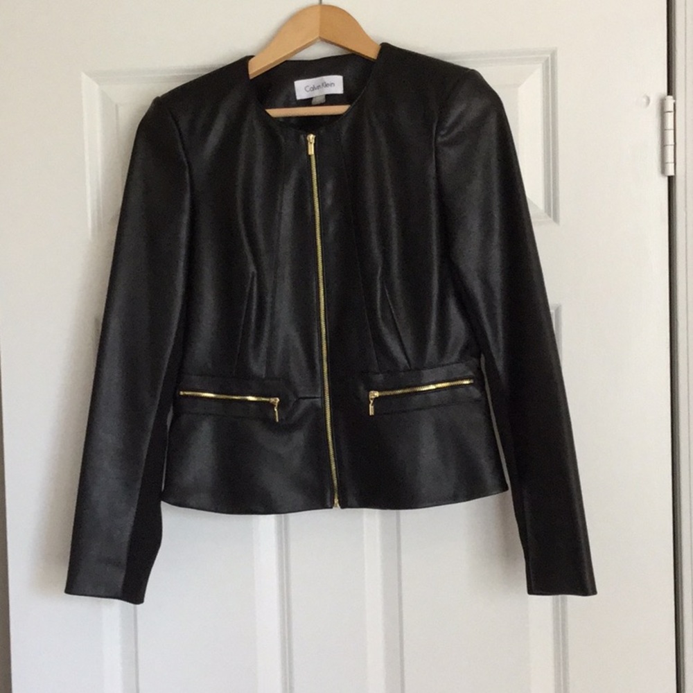 Calvin Klein faux leather blazer